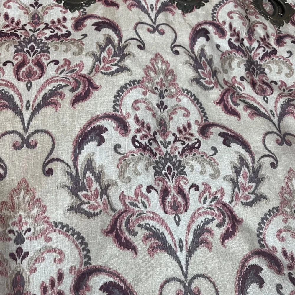 Royal Velvet Damask Floral Grommet Curtain‎ Panels Set of 2 Burgundy Plum 50x84